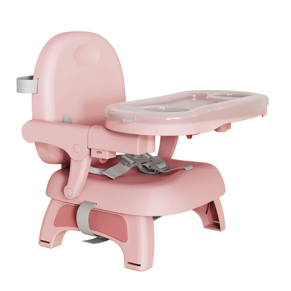 Mybota Baby Booster Seat Dining Chair Portable High Chair With Removable Tray Folding Baby Seat Feeding Chair For Indoor Outdoor Pink