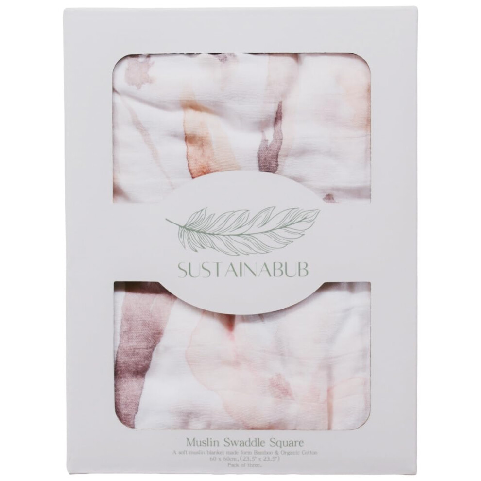 Sustainabub Organic Baby Muslin Cloth Swaddle - Award-Winning Soft Muslin Square Blanket In Neutral Colours. Gots & Oeko Tex Certified Bamboo &