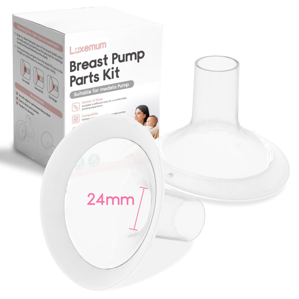 Breast Pump Parts For Medela, 24Mm Oval Soft Flanges W/ 106 Degree Wider Opening Angle For Medela Symphony Pump, Personalfit, Freestyle, Maxflow Luxemum