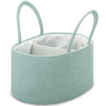 COMSE Large Nappy Caddy Organizer for Girl Boy, Baby Car Diaper Caddy with Handles, Cotton Rope Diaper Basket