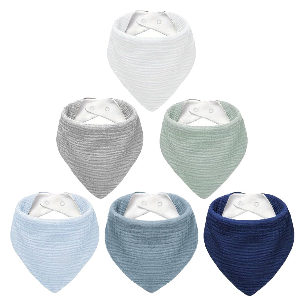 6 Pack Muslin Baby Bibs For Boys Girls, Soft Cotton Baby Drool Bibs, Drooling And Teething Bibs For Infant, Newborn (A) Roxanepig