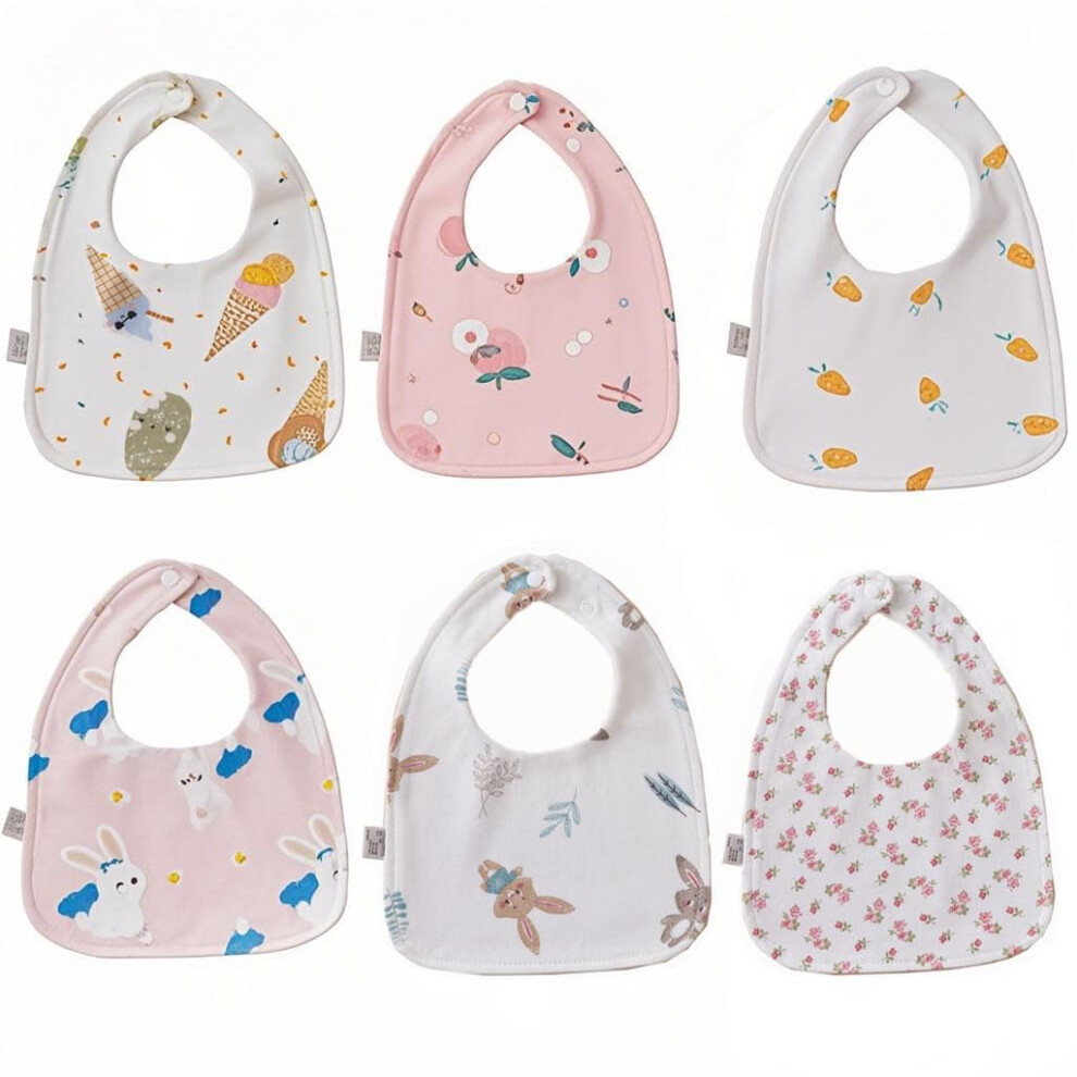 Oaygat 6-Pack Baby Bandana Dribble Bibs 100% Cotton Teething Bibs Infant Feeding Bibs Soft And Absorbent Bids With Adjustable Snaps Waterproof Drool