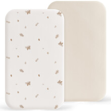 Susurration Next to Me Crib Sheets 90x50cm, 2 Pack Baby Cot Sheets, Breathable and Smooth Microfiber Bedside Crib Fitted Sheets for Baby Girls and