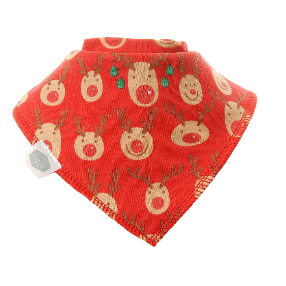 Baby Bandana Dribble Bib, Super Absorbent, Fits Newborn To Toddler, Award Winning, Christmas Reindeer All Over Print Ziggle