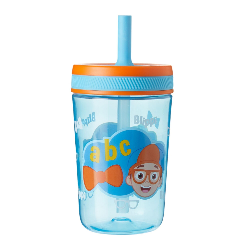 Blippi Kids Water Bottle With Soft Sipper Straw – 443Ml, Bpa-Free, Leak-Proof, Durable & Portable For Children, Blue Hox