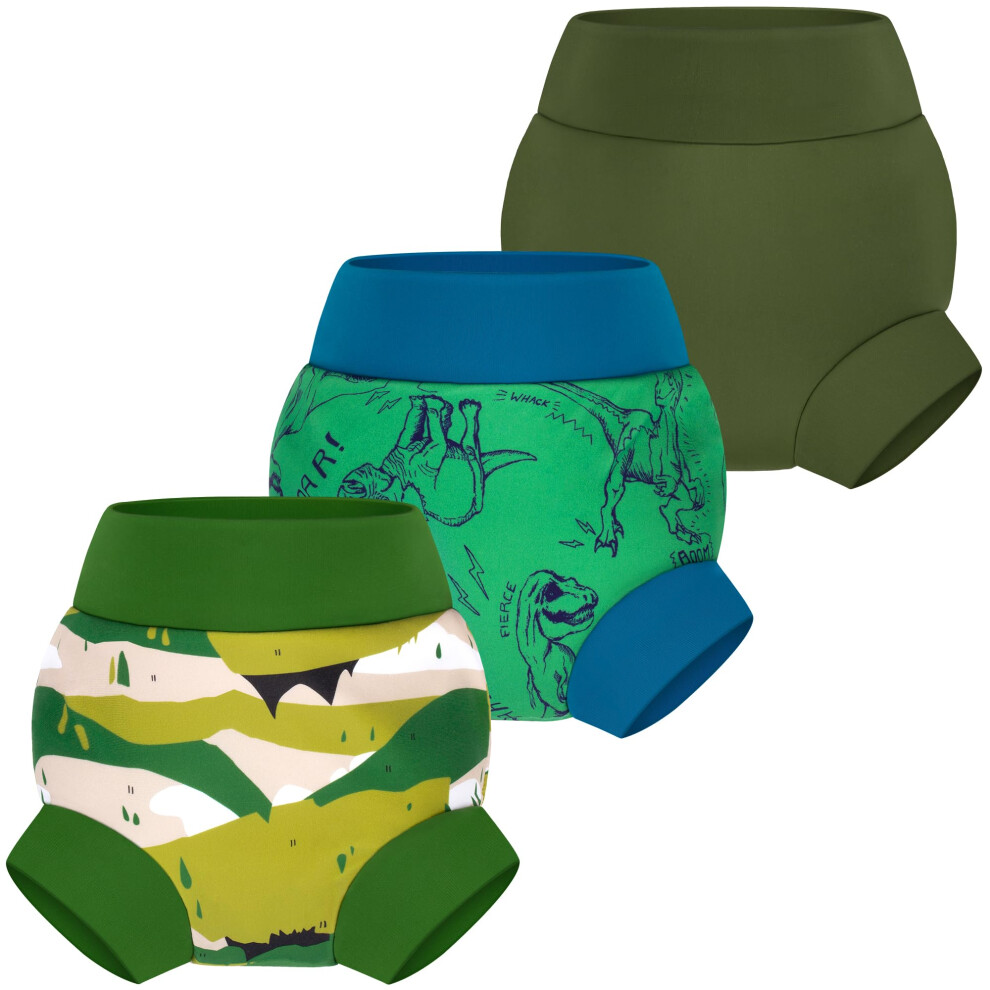 Reusable Baby Swim Diapers – Adjustable, Easy-Wash Swimming Diaper 3Pcs – Soft, Breathable, Waterproof Swim Wear For Boys, 3T Big Elephant