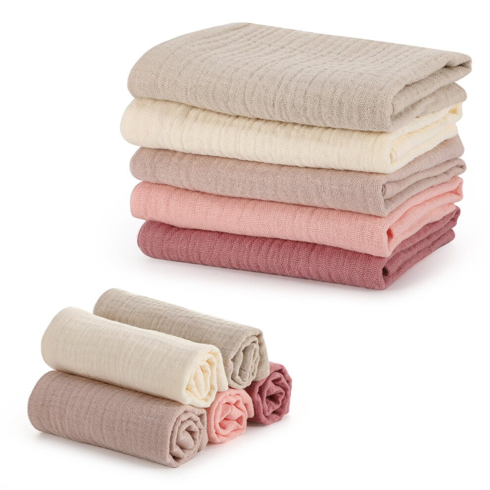 5 Pack Muslin Cloths For Baby 100% Cotton Squares 23X22cm Washcloths Wipes Baby Essentials For Newborn Wiping Feeding Meng Jiaran