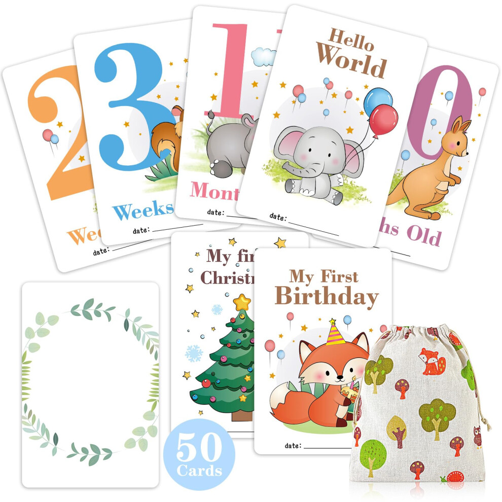 Baby Milestone Cards - Monthly Cards For New Parents, Boy & Girl Newborn Gifts, Pregnancy Keepsake Howaf