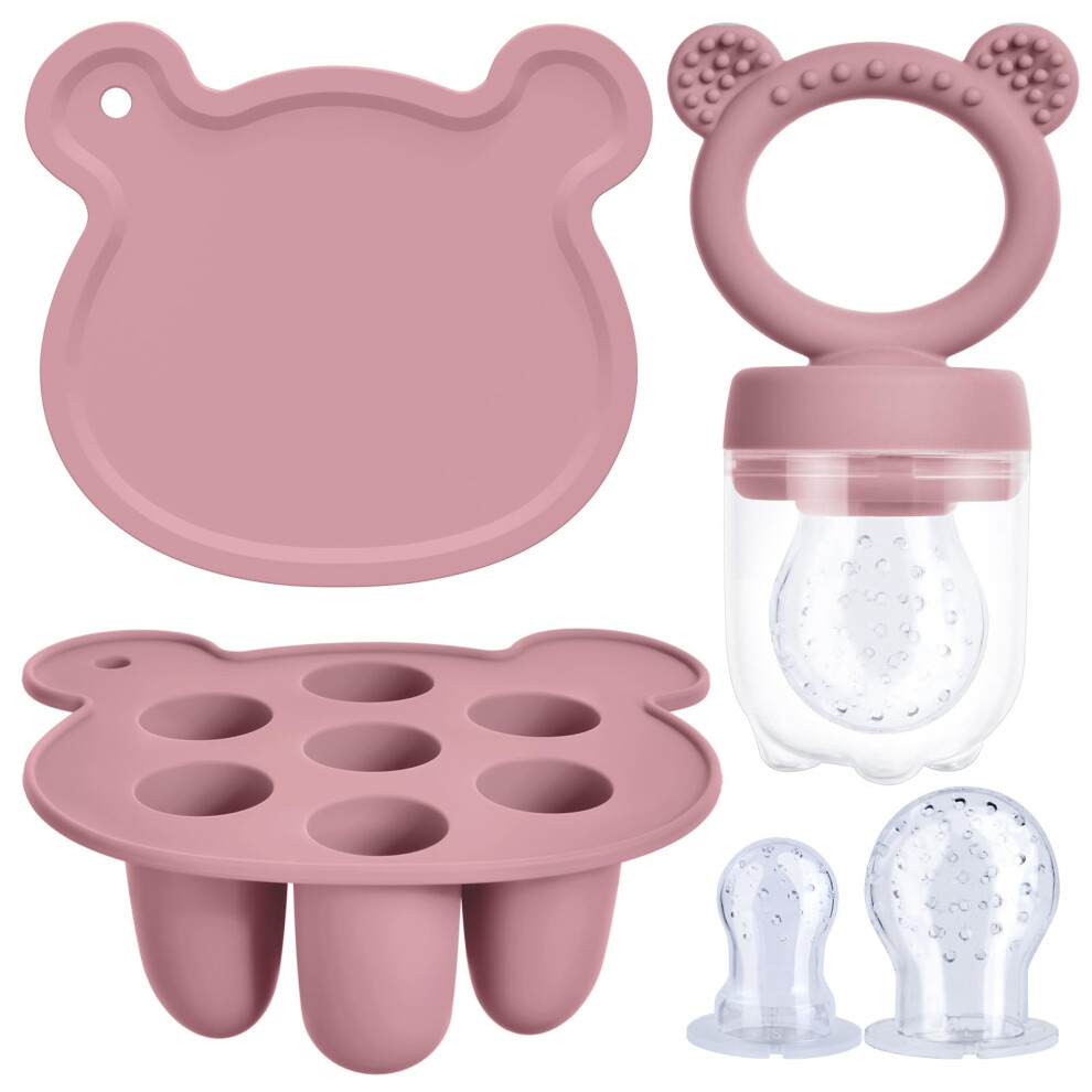 Fruit Food Feeder,Food Freezer Trays & Silicone Fruit Feeder Pacifier,Ice Lolly Moulds For Formula, Fruits, Veggies (Bean Paste Color) Aolso