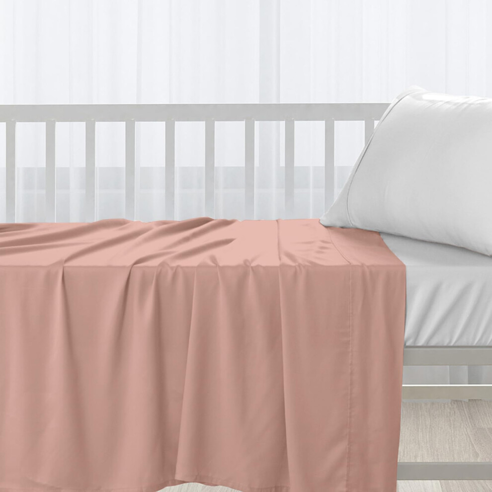 Pizuna Baby Flat Sheet For Crib 120 X 150 Cm, Misty Rose, 400 Thread Count 100% Long Staple Cotton Flat Bed Sheet