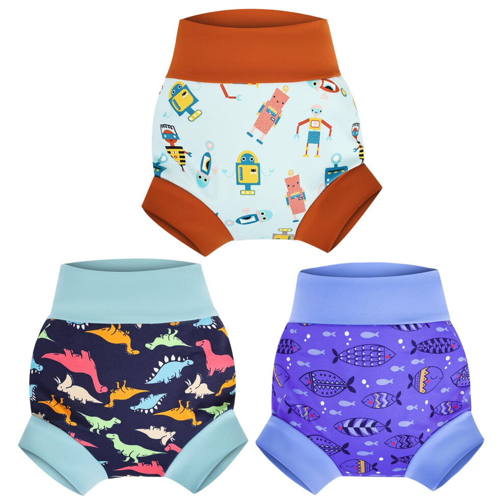 Moemoe Baby Swim Nappy Reusable Swim Nappies For Toddler,Non Absorbent Swim Diapers Washble Swim Nappy For Boy And Girls,3 Pack,5