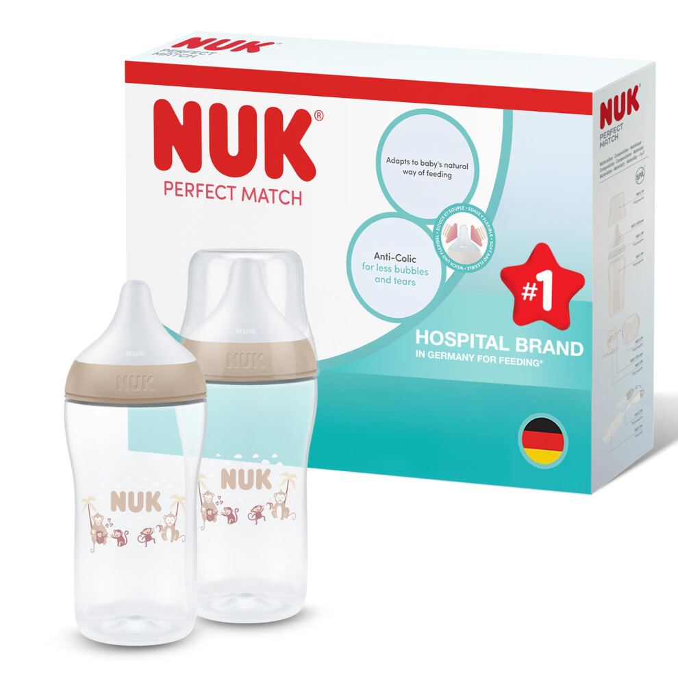 Nuk Perfect Match Baby Bottle | 3+ Months | 260Ml | Anti Colic Feeding Bottle |