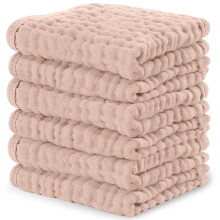 Comfy Cubs Muslin Cloths for Baby Pack of 6 - Soft 6-Layer Cotton for Delicate Skin - 25 x 25 cm Large Size - Absorbent, Durable