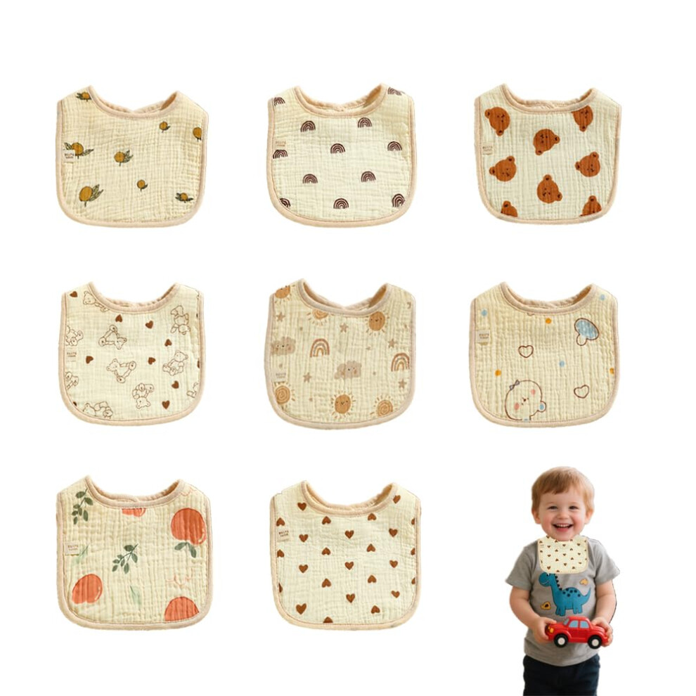 Muslin Baby Bibs 8-Pack Dribble Bandana Bibs 6 Layer Muslin Cotton Drool Bibs For Teething Soft And Absorbent Soft And Absorbent For Newborn Oaygat