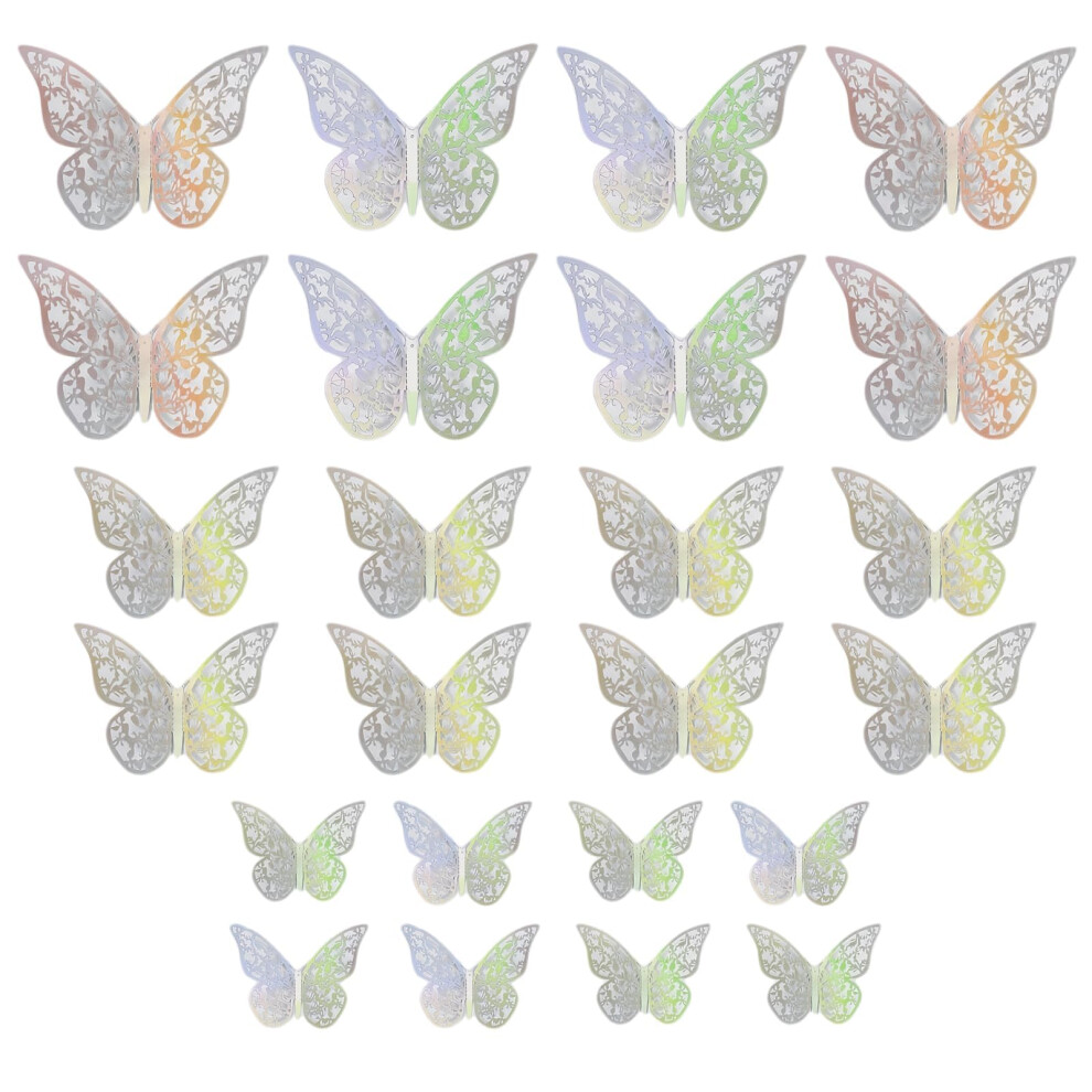 3D Butterfly Wall Stickers, 24 Pcs Decals, Hollow Butterfly Decorations, 3 Sizes For Walls Bedroom Party Wedding Decors(Colorful) Cozevdnt