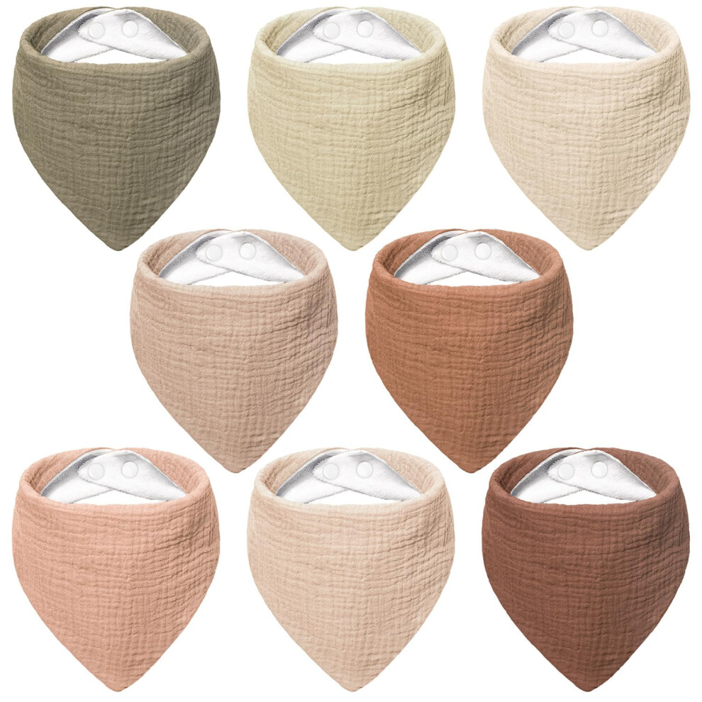 Muslin Baby Dribble Bibs 100% Cotton Baby Bandana Drool Bibs For Unisex Baby Girls Boys Drooling And Teething (Coconut Mocha) Bearmoss