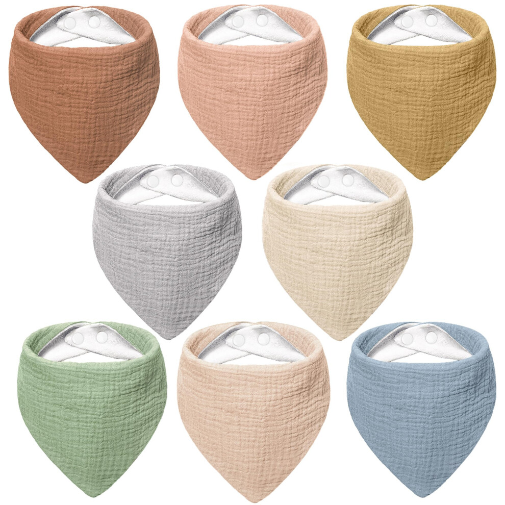 Muslin Baby Dribble Bibs 100% Cotton Baby Bandana Drool Bibs For Unisex Baby Girls Boys Drooling And Teething (Neutral Pastel) Bearmoss