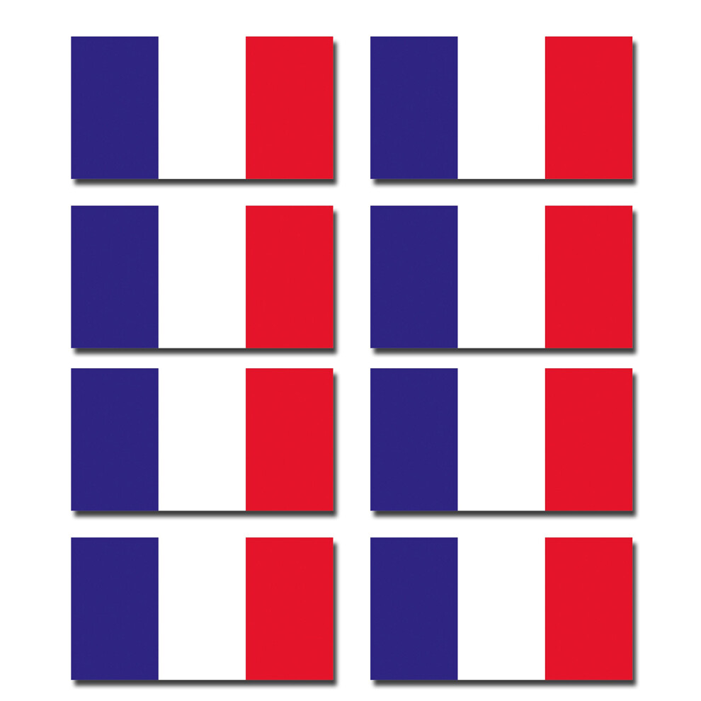 8 X Glossy Vinyl Stickers - French France Small Flag Flags Helmet Bike Motorbike #0195 (3Cm Tall X 5.5Cm Wide) 5051226427244