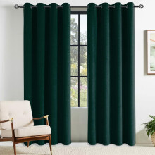 CUCRAF Velvet Blackout Curtains for Bedroom Thermal Insulated 55" x 96"(W x L) Dark Green 2 Panels Ring Top Eyelet Soundproof Curtain Kidsroom and