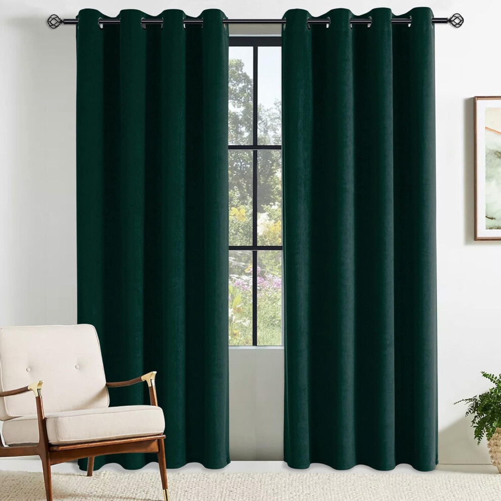100% Blackout Velvet Eyelet Curtains,2 Panels Ring Top Thermal Insulated Soundproof Blackout Curtains For Bedroom,Kidsroom And Living Room,46" Cucraf