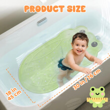 Baby Bath Mat Non Slip Anti Mould Rubber Shower Mat for Toddler and Kids Bath Mats for Tub Cartoon Frog Bathroom Mats with Suction Cups and Drain