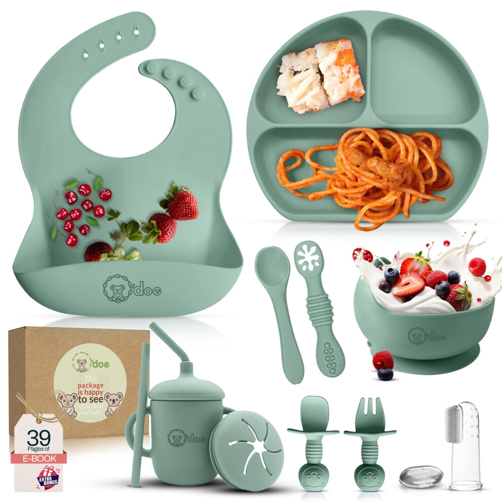 O'doe 11-Piece Baby Weaning Set | Baby Led Weaning Feeding Supplies For Toddlers | Baby Feeding Set With Bpa-Free Suction Bowl