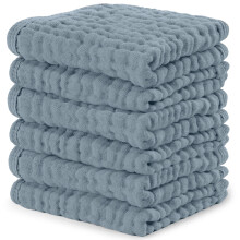 Comfy Cubs Muslin Cloths for Baby Pack of 6 - Soft 6-Layer Cotton for Delicate Skin - 25 x 25 cm Large Size - Absorbent, Durable