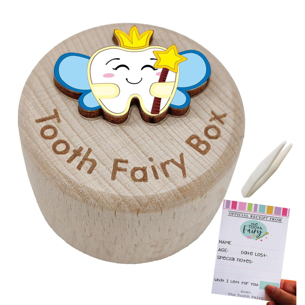 Baby Tooth Fairy Box For Girl Tooth Keepsake, Tooth Saver & Holder - Blue Pambo