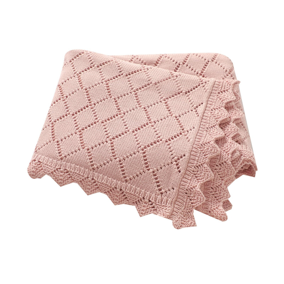 Mimixiong Cotton Cellular Baby Blanket Soft Lace Cozy Baby Blankets For Newborn Boys Girls (Pink)