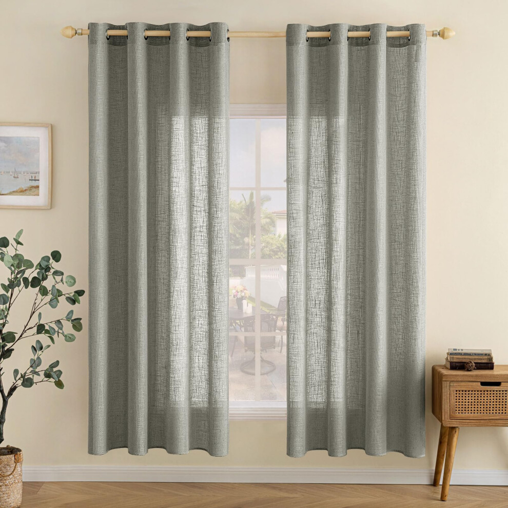 Curtains, Linen Curtain With Eyelets, Voile Curtain, Linen Look, Modern, Semi-Transparent For Living Room, Decorative Curtain, Children's Room Emema