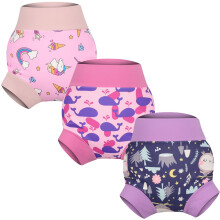 FLYISH DIRECT Reusable Swim Nappies, Baby Swimming Nappies for Boys and Girls, 3 Packs Reusable Swim Nappy 2-3 Years, Purple