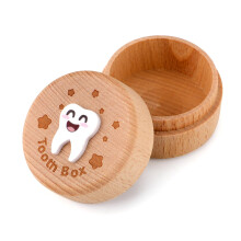 PEUTIER 3D Carved Tooth Fairy Box, Wooden Tooth Storage Box for Lost Teeth Cute Tooth Keepsake Holder for Boys Girls Kids Birthday (Boys)