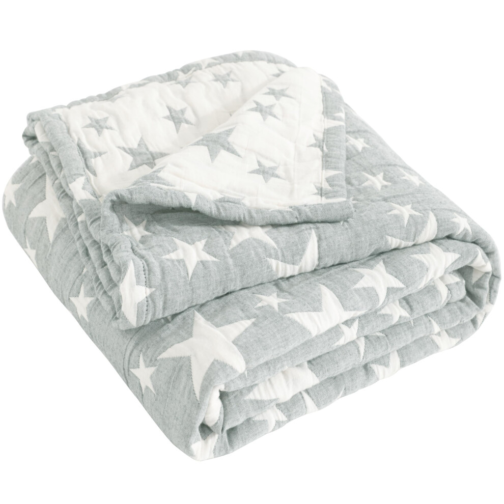 3 Layer Baby Muslin Cotton Toddler Blanket, 76X102 Cm Jacquard Reversible Nursery Bed Blanket Ntbay