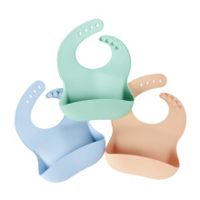 Nuby Pack of 3 Silicone Baby Bibs for Boys – Waterproof & Easy to Clean – Adjustable Straps – Soft BPA-Free Material – Built-In Food Catcher f