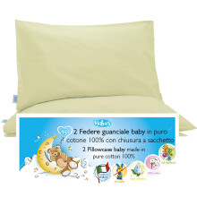 4BABIES- Baby Toddler Pillowcase 40X60 cm - Set of 2 Pillow Cases for cot and crib 100% PURE COTTON Made in Italy - Envelope closure