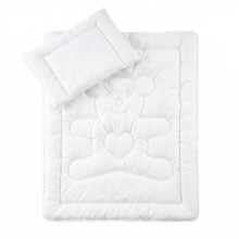 Baby Comfort Quilted Duvet & Flat Pillow Filling Set All Seasonal Cot, Cot Bed Size White Bear Design 12M+ (120x90 cm)