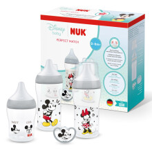 NUK Perfect Match Newborn Baby Bottles & Dummy Set | 0-6 Months | 3 x Anti-Colic Feeding Bottles (150ml, 260ml), 1 x Perfect Match Air Dummy