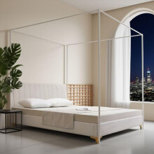 ZIQINPSQ Canopy Bed Frame Post Double Size,Thickened Metal Canopy Frame Poles,Four Corner Bracket Fit for Metal/Wood Bed Bedroom Decor