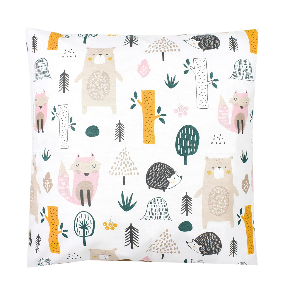 Children's Decorative Pillow Case Double Sided Design, Forest Animals, 50 X 50 Cm Tuptam