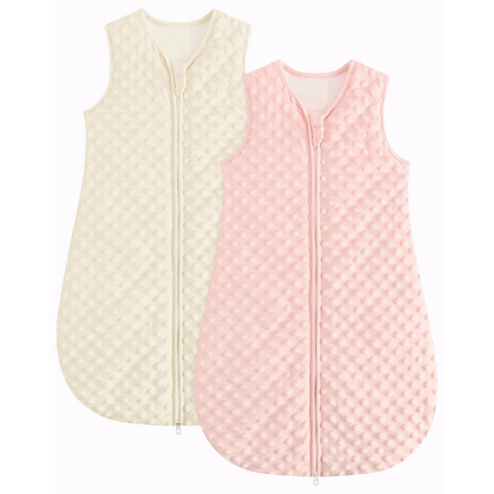 Baby Sleeping Bag, 1.5 Tog Cotton Sleep Sack, Baby Wearable Blanket For Newborn & Infant 0-6 Months Pink/White Wytbaby