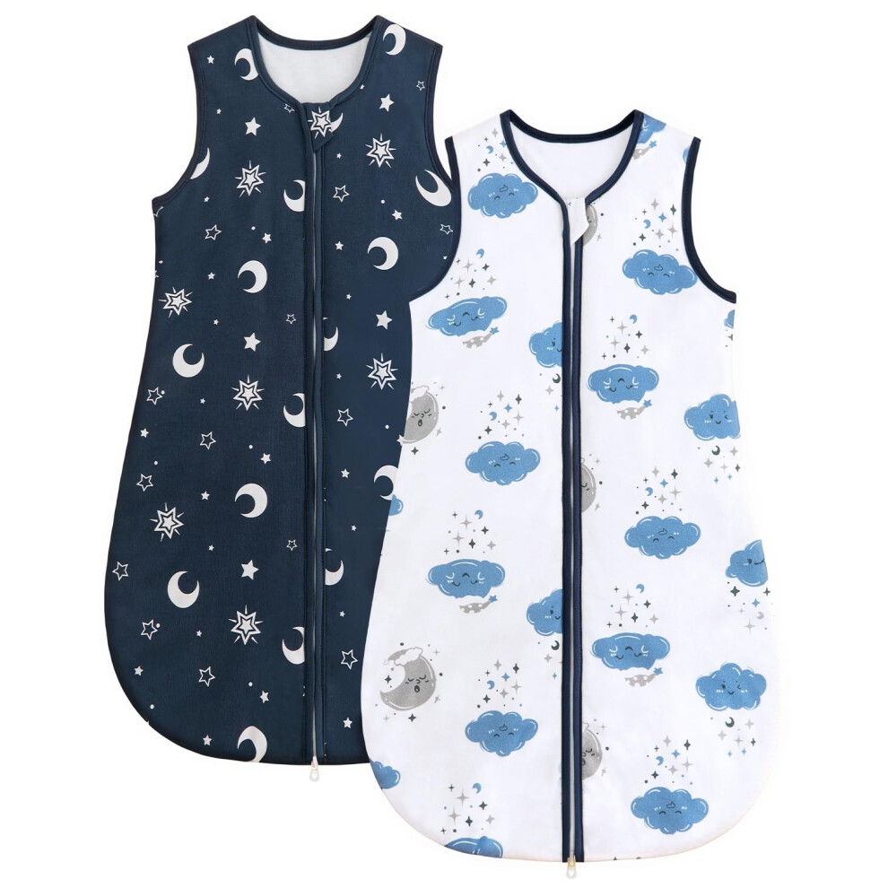 Baby Sleeping Bag, 1.5 Tog Cotton Sleep Sack, Baby Wearable Blanket For Newborn & Infant Navy Star 18-24 Months Wytbaby