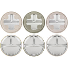 PandaEar 3 Pack Stainless Steel Baby Suction Plates, Divided Toddler Plate for Baby Led Weaning Supplies