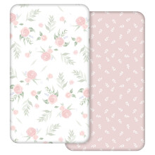 2 Pack Cot Sheets, 100% Microfiber- Breathable, 120 x 60cm Cozy and Lightweight Cot Fitted Sheets, Oeko-tex100, Fits All Bassinet Mattress Shapes