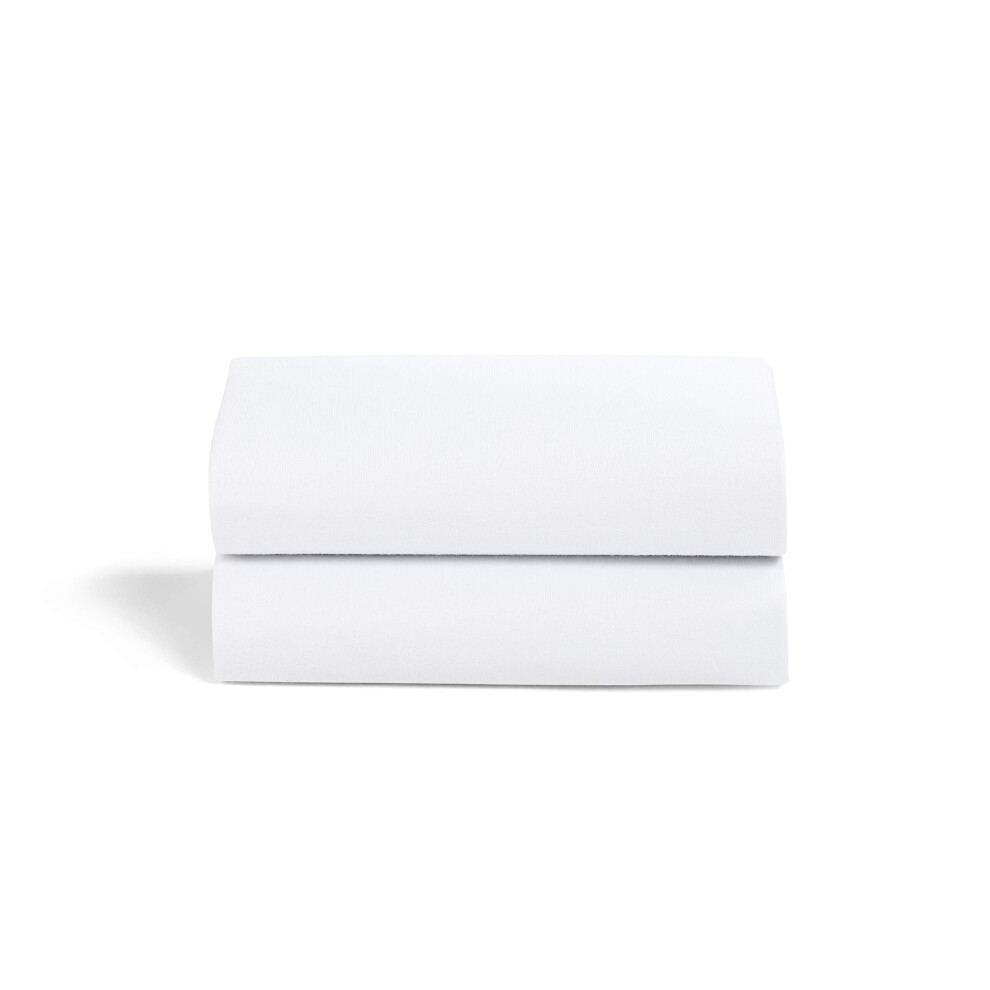 Moses Basket Sheets 2 Pack - 100% Jersey Cotton Moses Basket Fitted Sheet Or Pram Sheets Sized 37.5 X 75Cm, Fits Snuzbaskit, Machine Washable Snuz