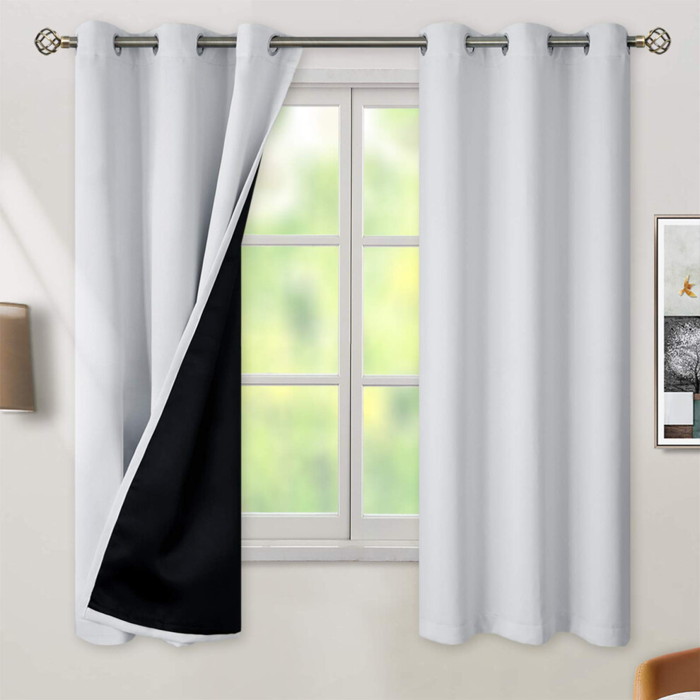 Bgment Greyish White 100% Blackout Curtains For Bedroom 63 Inch Length 2 Panels Set