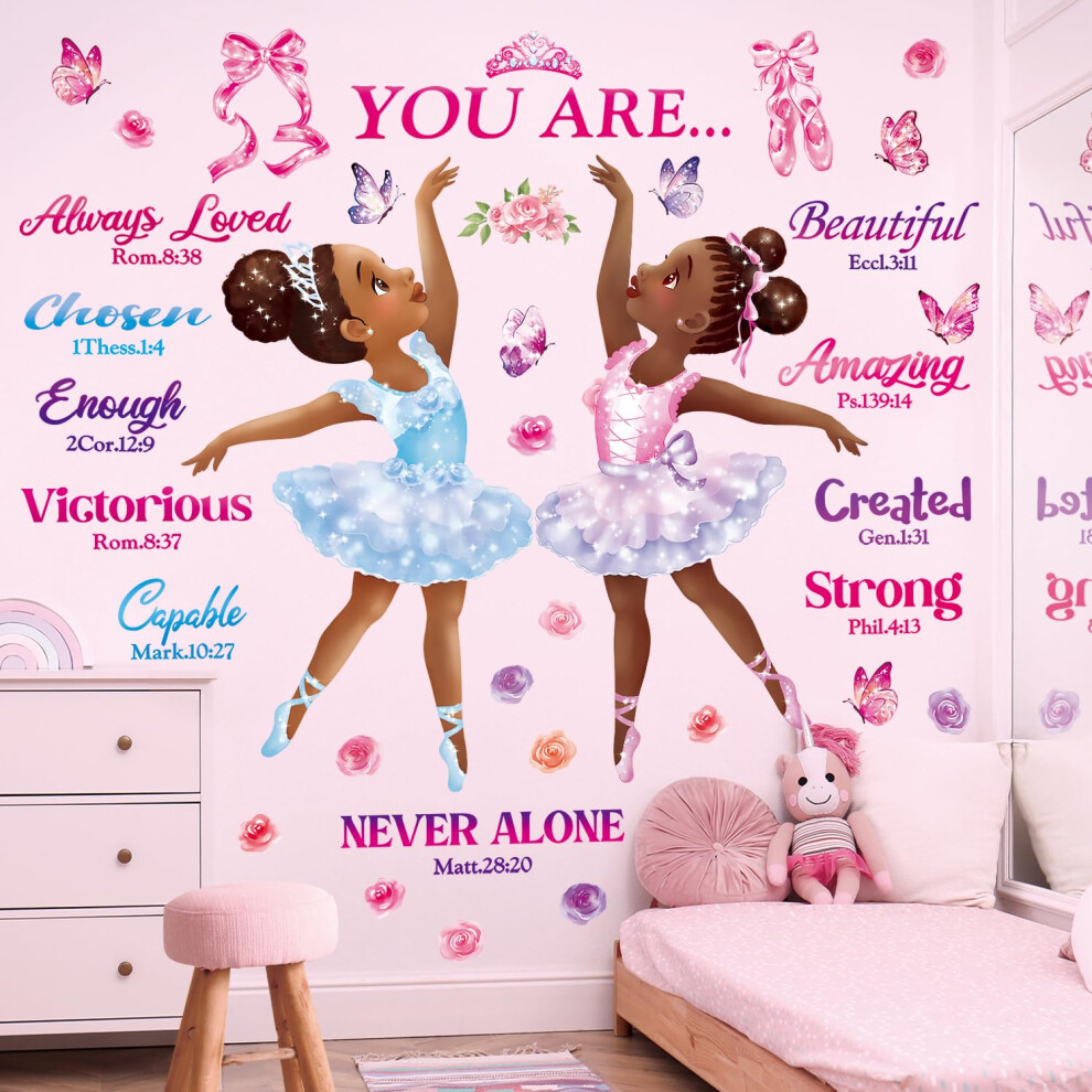 Sg2-2319 Girl Magic Ballerina Wall Stickers Inspirational Quotes Butterfly Wall Decals Motivational Girls Room Bedroom Baby Nursery Black Decowall