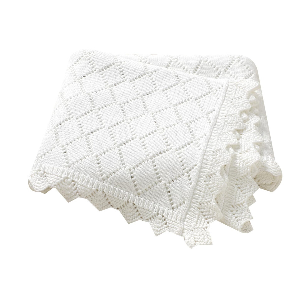 Mimixiong Cotton Cellular Baby Blanket Soft Lace Cozy Baby Blankets For Newborn Boys Girls (White)