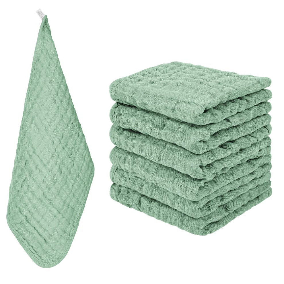 Ayesy Muslin Squares Cloth For Baby, 6Pack 25Cm X 50Cm Muslin Burp Cloths 100% Cotton 6 Layers Extra Soft And Absorbent Baby Burp Cloth Set For