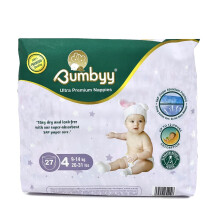 Baby Nappies Size 4 Bumbyy 27 - (1Pack) – Ultra-Absorbent Leak-Proof Nappies for Sensitive Skin