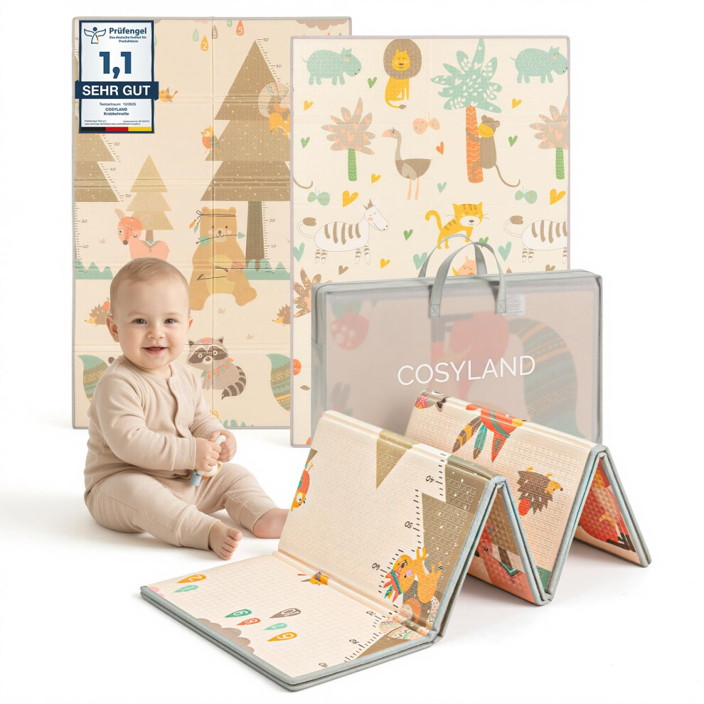 Baby Play Mat - Large Crawling Mat For Infants And Toddlers - Foldable Reversible Floor Playmat Cosyland